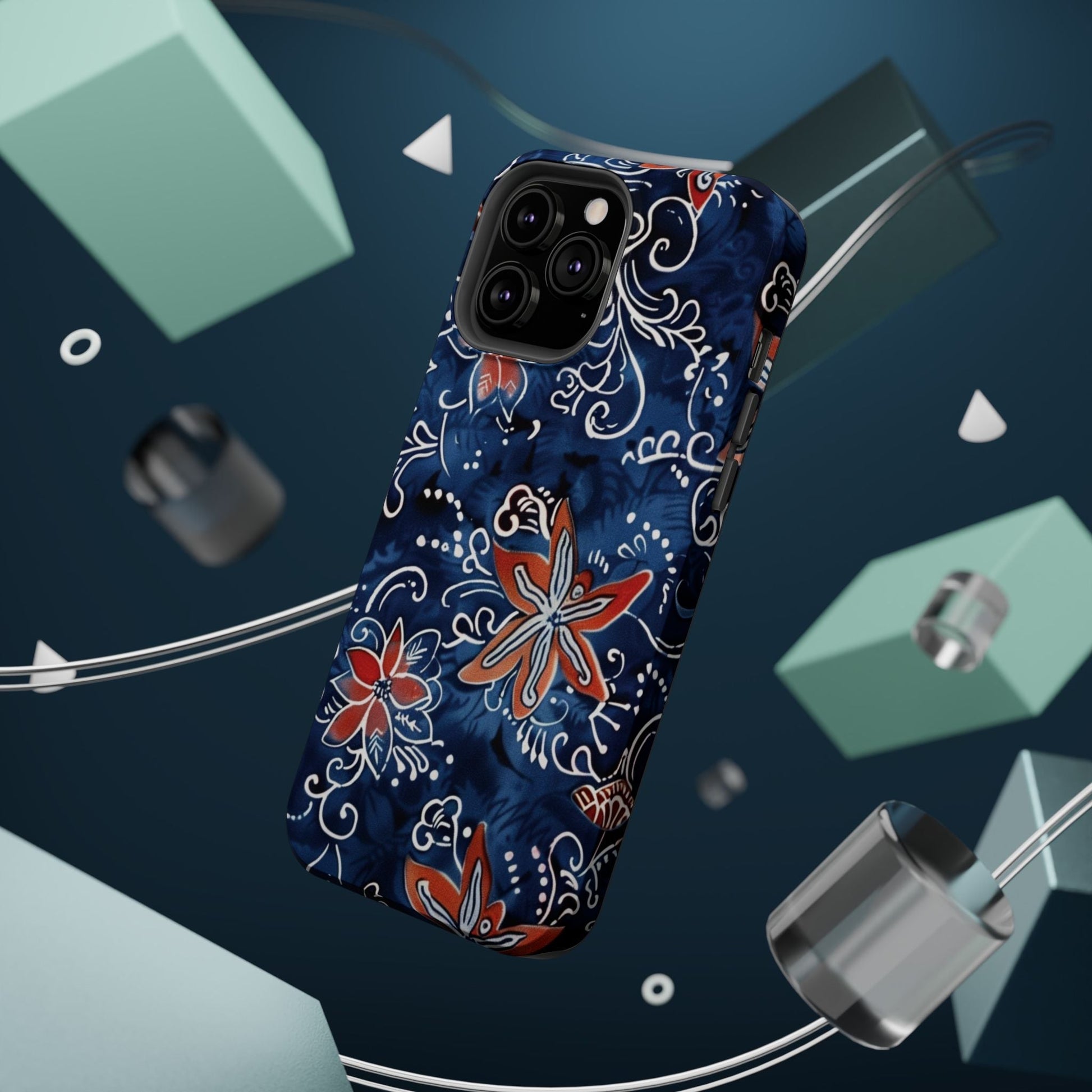 Floral Indigo Magnetic Impact Phone Case - DIGITAL X