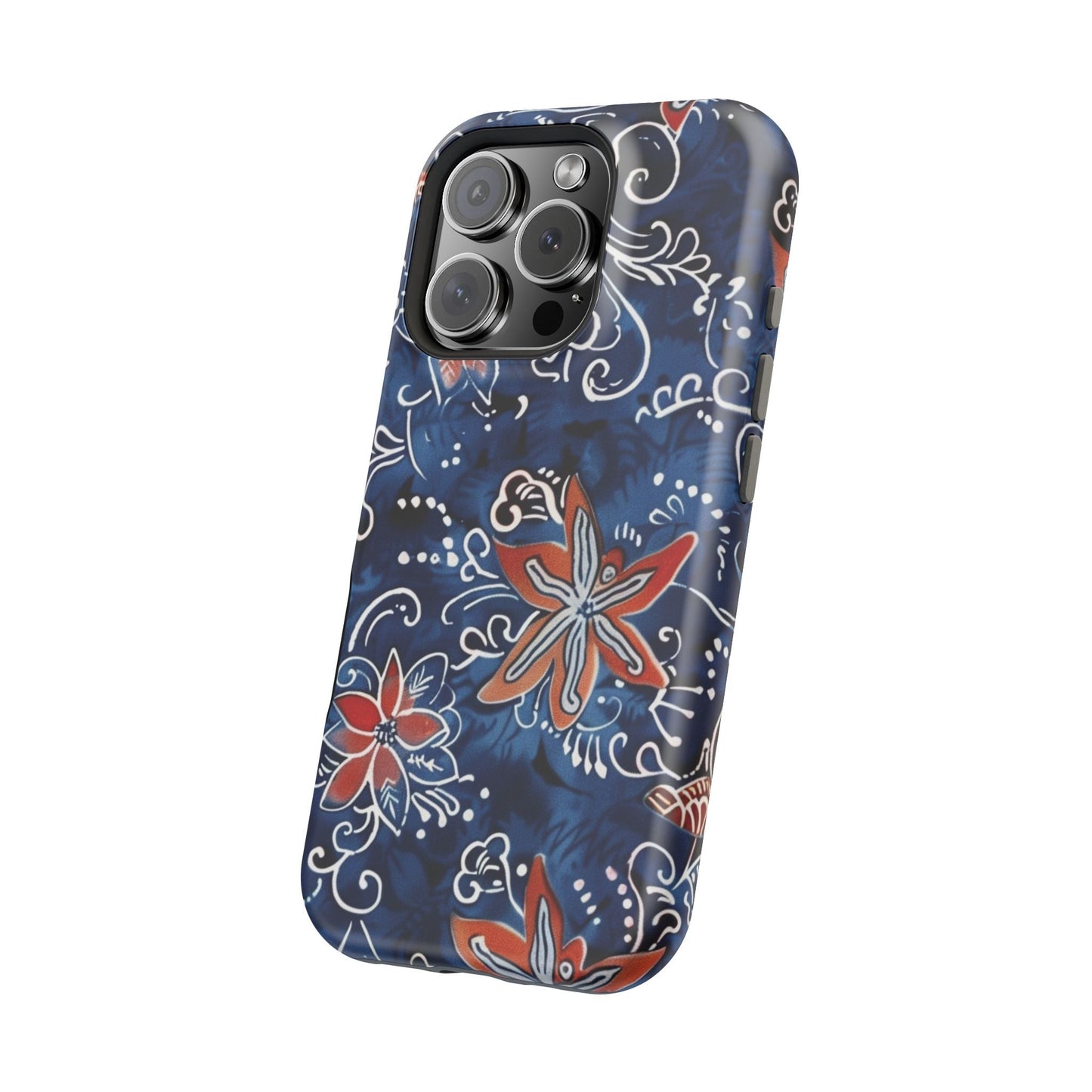 Floral Indigo Magnetic Impact Phone Case - DIGITAL X
