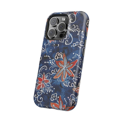 Floral Indigo Magnetic Impact Phone Case - DIGITAL X