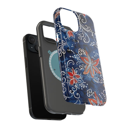 Floral Indigo Magnetic Impact Phone Case - DIGITAL X