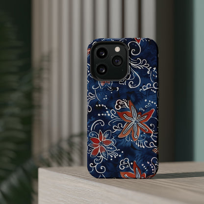 Floral Indigo Magnetic Impact Phone Case - DIGITAL X