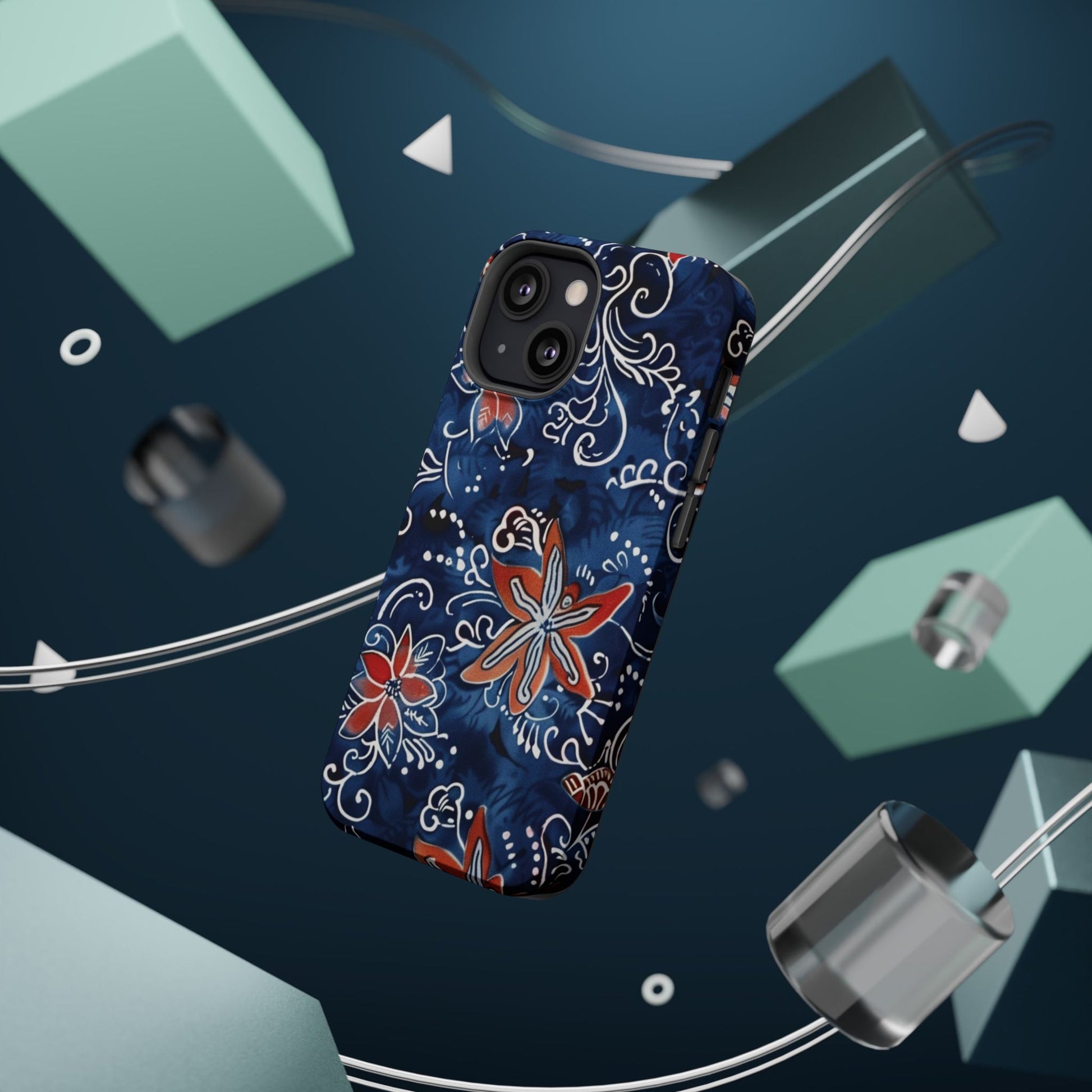Floral Indigo Magnetic Impact Phone Case - DIGITAL X