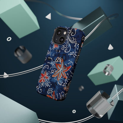 Floral Indigo Magnetic Impact Phone Case - DIGITAL X