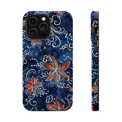 Floral Indigo Magnetic Impact Phone Case - DIGITAL X