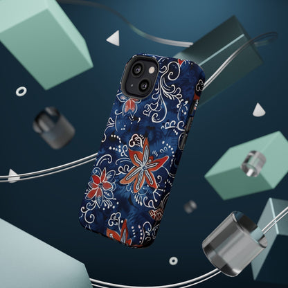 Floral Indigo Magnetic Impact Phone Case - DIGITAL X