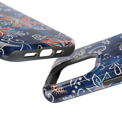 Floral Indigo Magnetic Impact Phone Case - DIGITAL X