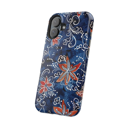 Floral Indigo Magnetic Impact Phone Case - DIGITAL X