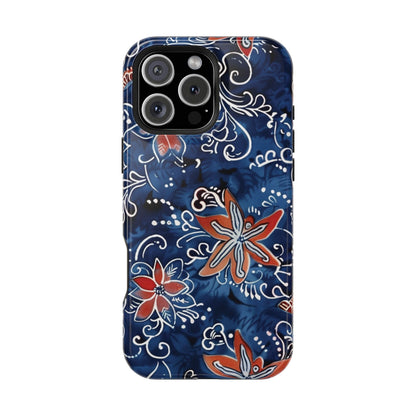 Floral Indigo Magnetic Impact Phone Case - DIGITAL X