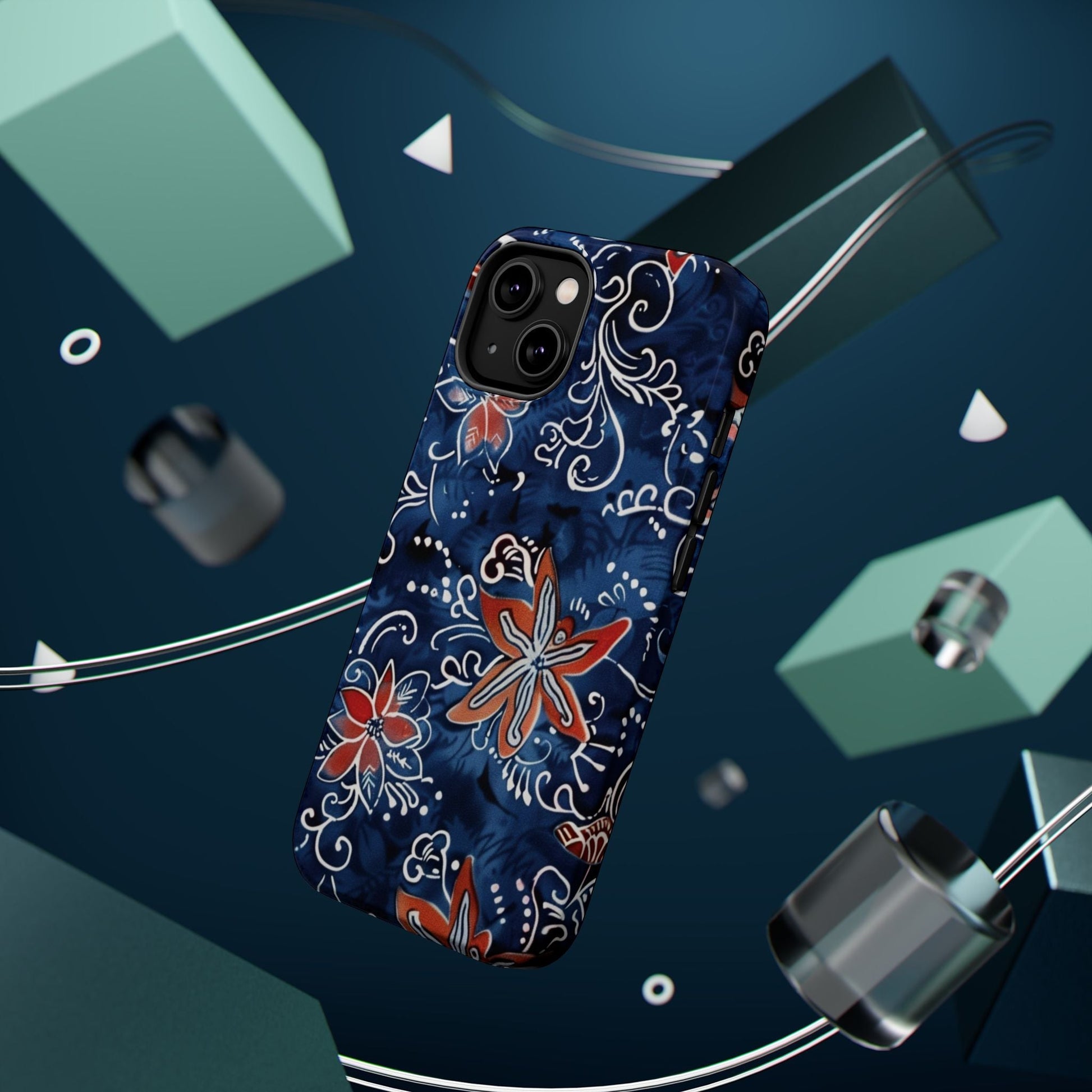 Floral Indigo Magnetic Impact Phone Case - DIGITAL X