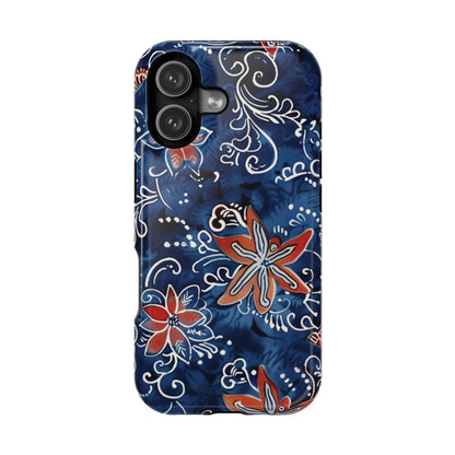 Floral Indigo Magnetic Impact Phone Case - DIGITAL X