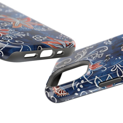 Floral Indigo Magnetic Impact Phone Case - DIGITAL X