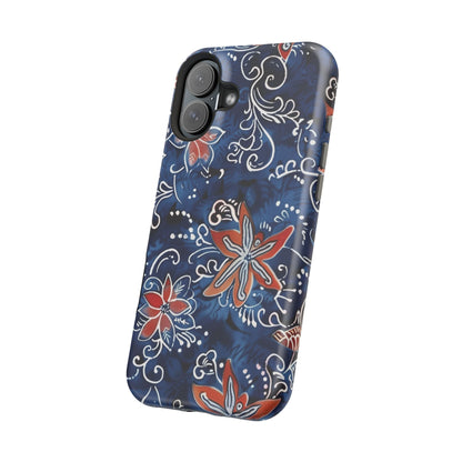 Floral Indigo Magnetic Impact Phone Case - DIGITAL X