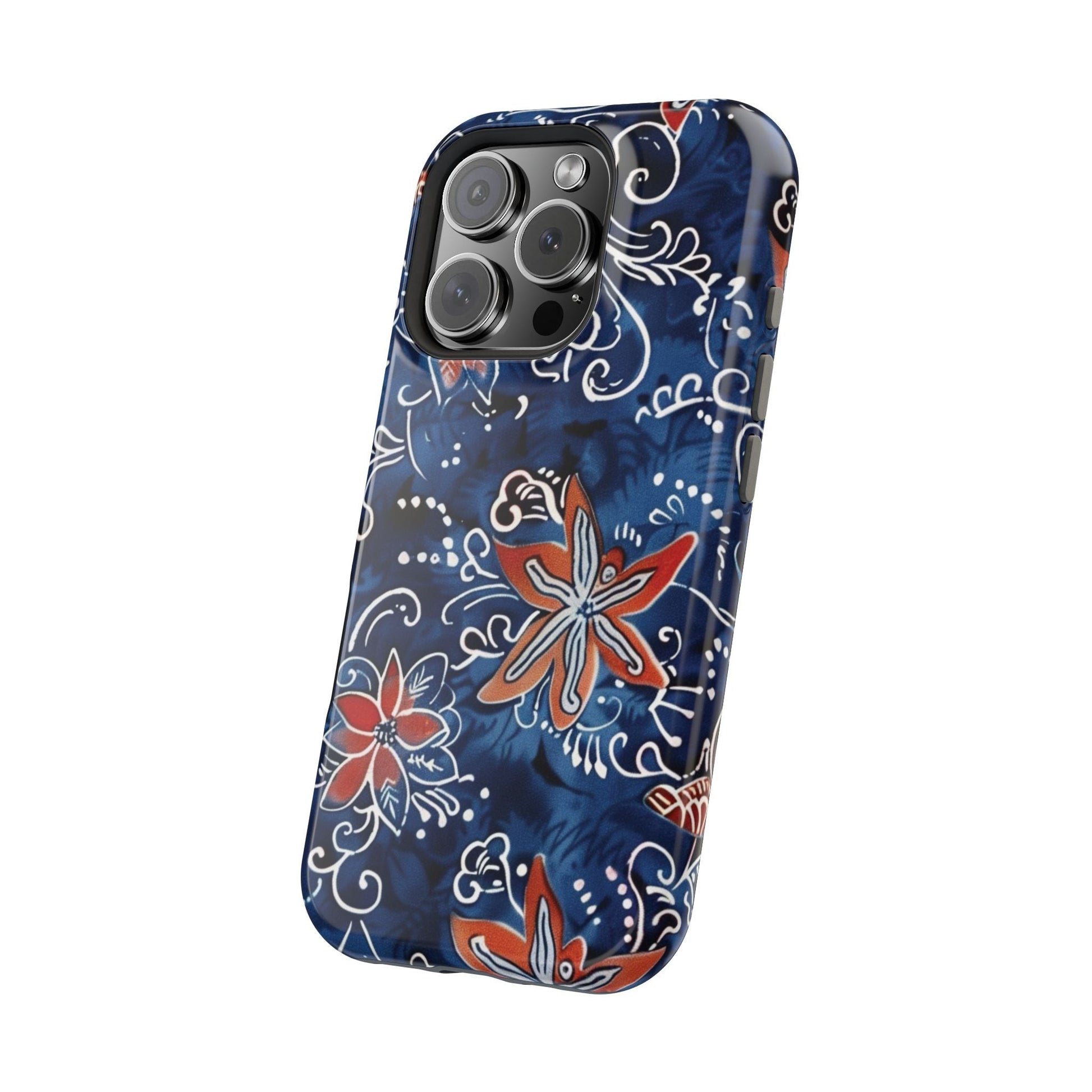 Floral Indigo Magnetic Impact Phone Case - DIGITAL X