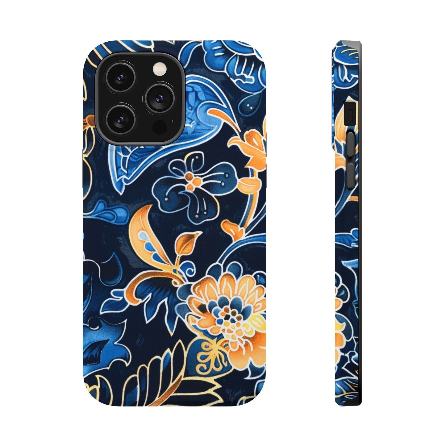 Floral Indigo Pattern Magnetic Impact Phone Case - DIGITAL X