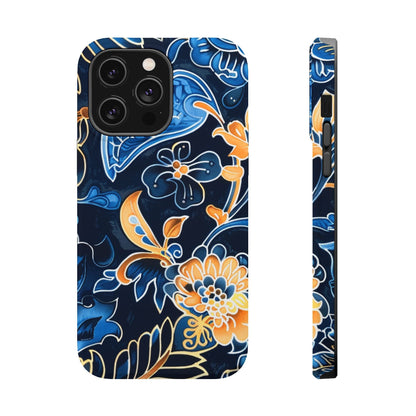 Floral Indigo Pattern Magnetic Impact Phone Case - DIGITAL X