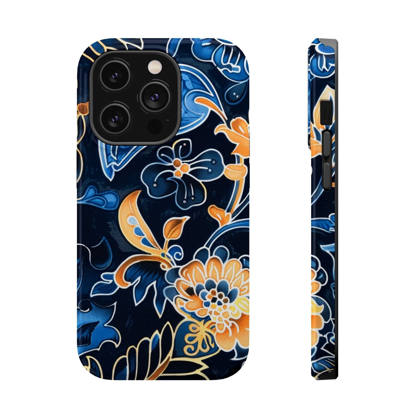 Floral Indigo Pattern Magnetic Impact Phone Case - DIGITAL X