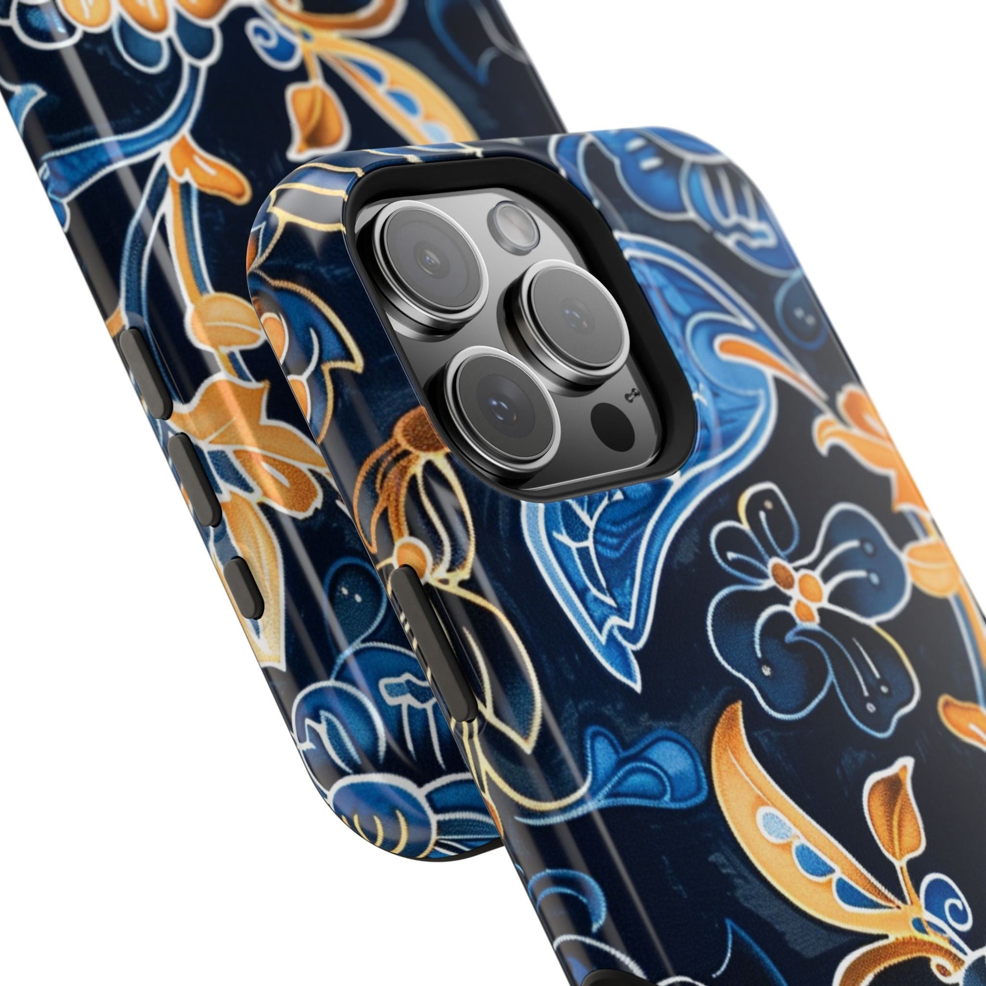 Floral Indigo Pattern Magnetic Impact Phone Case - DIGITAL X