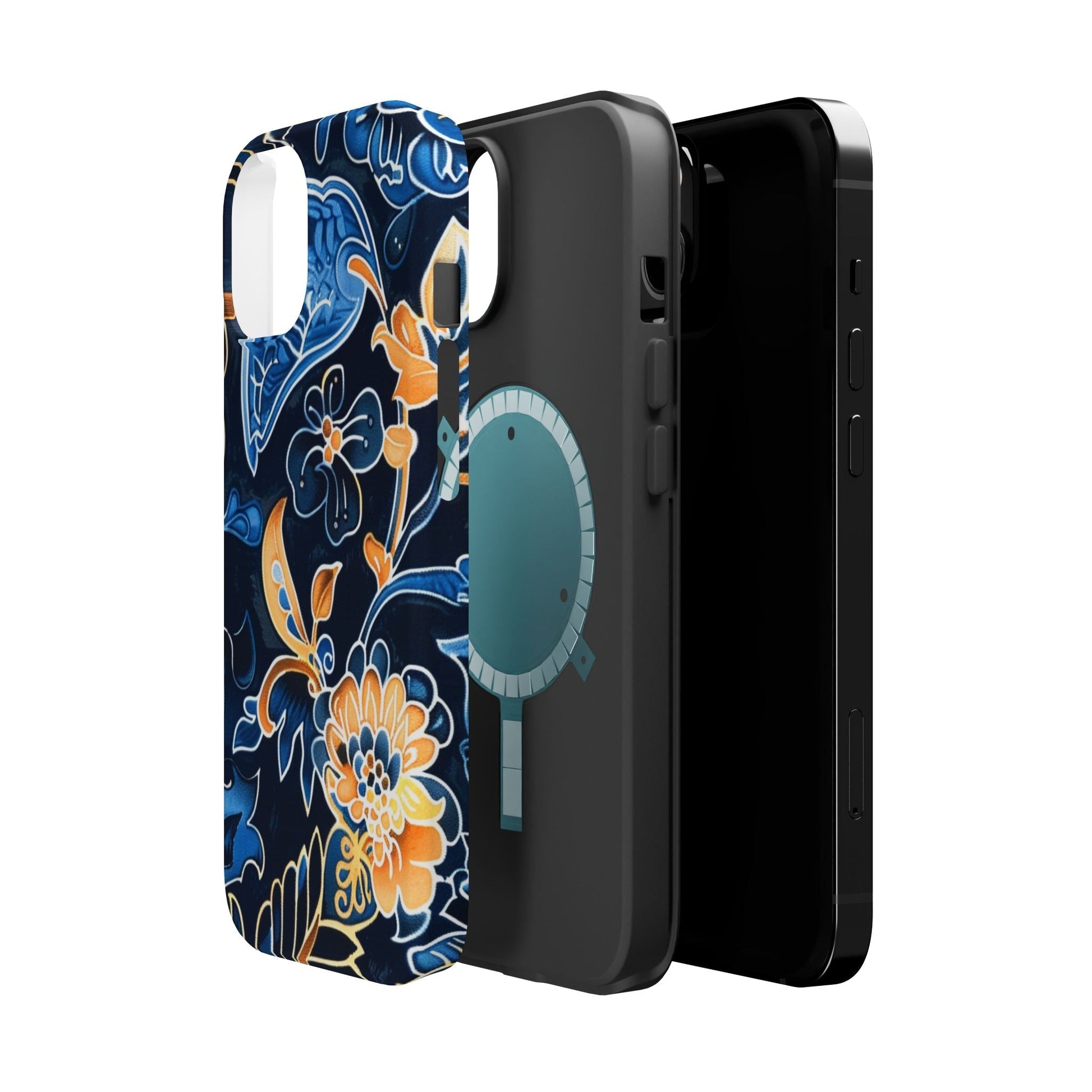 Floral Indigo Pattern Magnetic Impact Phone Case - DIGITAL X