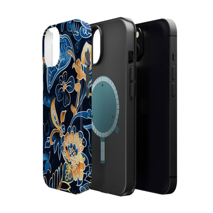 Floral Indigo Pattern Magnetic Impact Phone Case - DIGITAL X