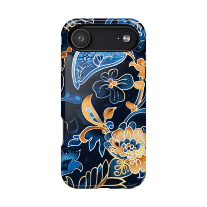 Floral Indigo Pattern Magnetic Impact Phone Case - DIGITAL X