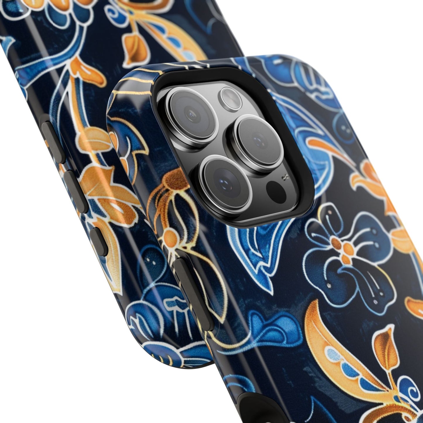 Floral Indigo Pattern Magnetic Impact Phone Case - DIGITAL X