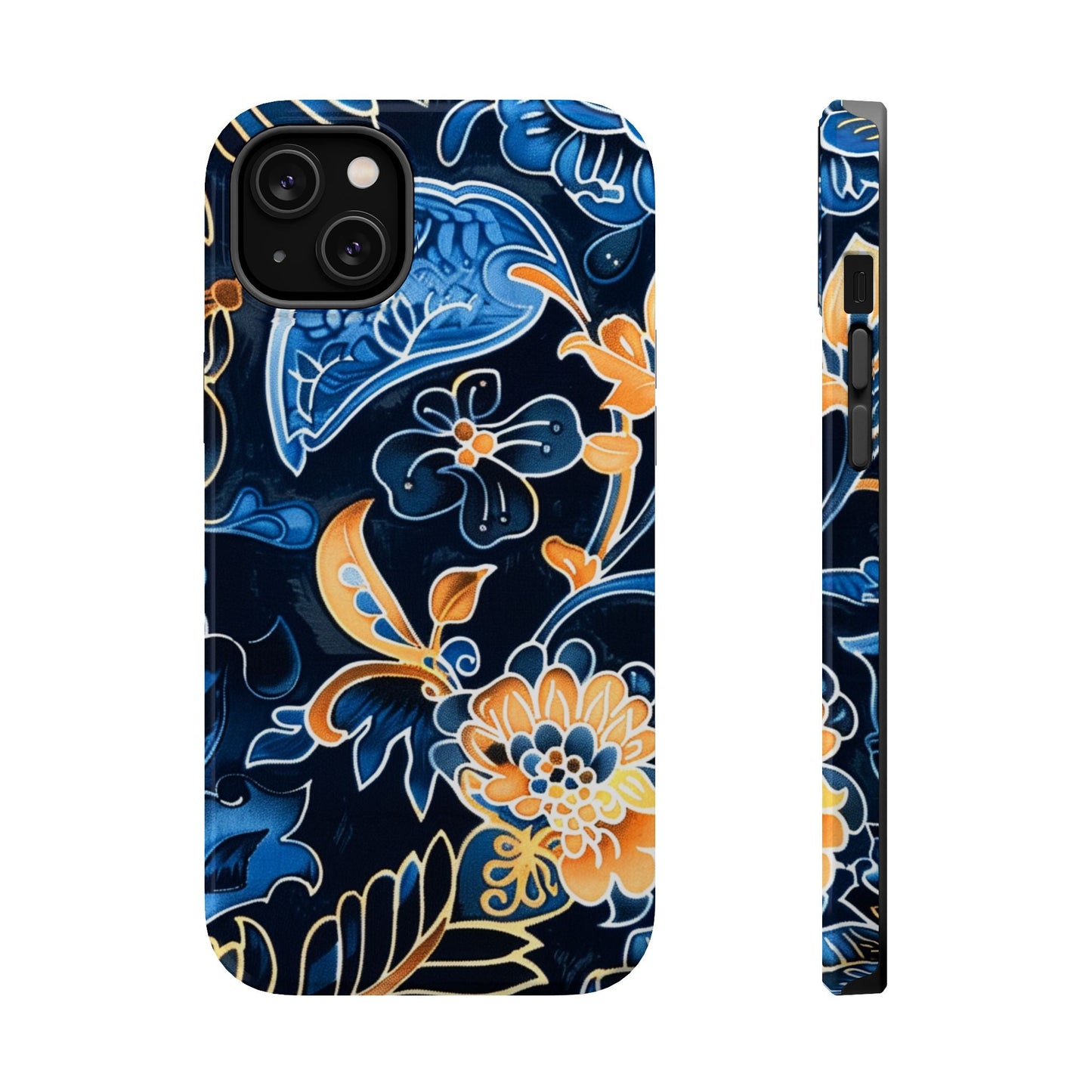Floral Indigo Pattern Magnetic Impact Phone Case - DIGITAL X