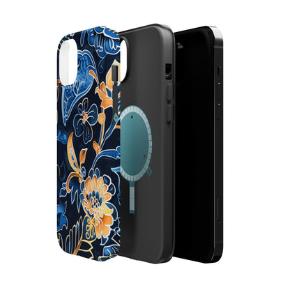 Floral Indigo Pattern Magnetic Impact Phone Case - DIGITAL X