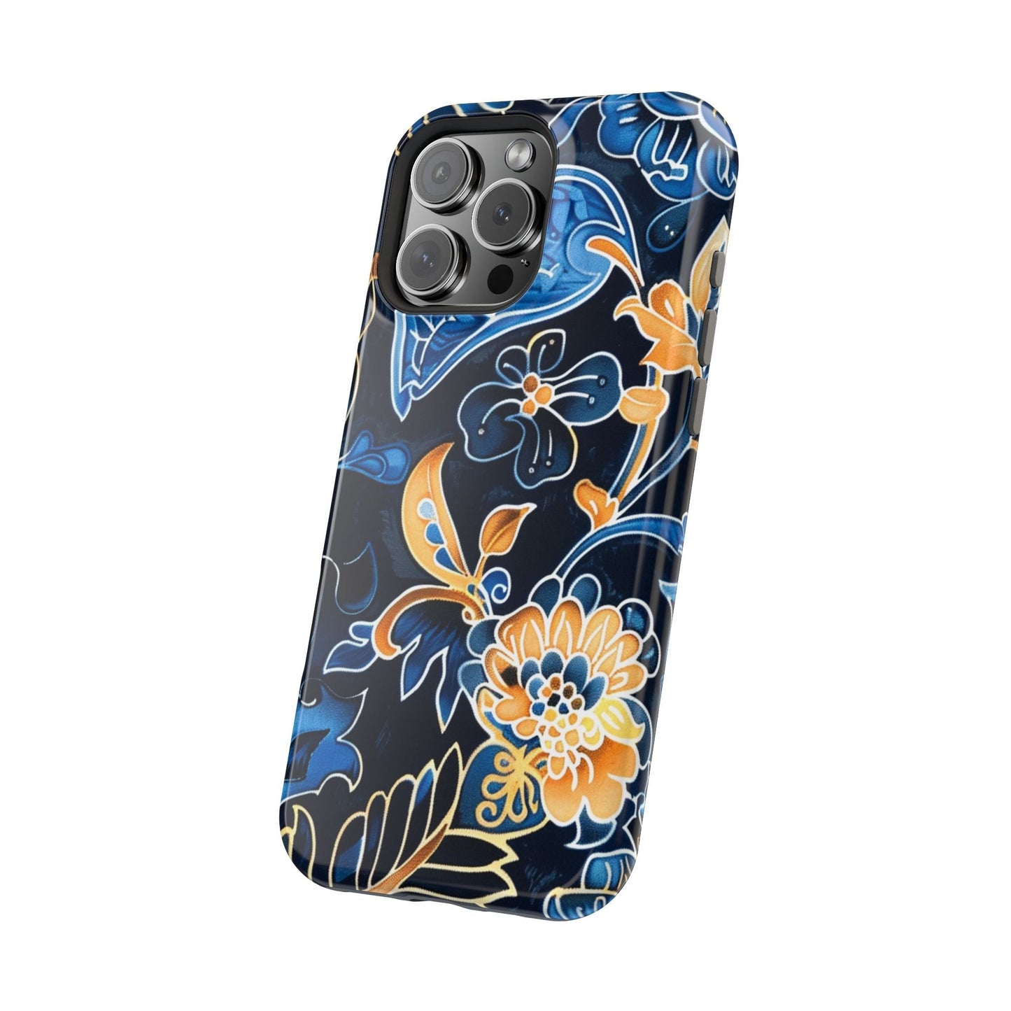 Floral Indigo Pattern Magnetic Impact Phone Case - DIGITAL X