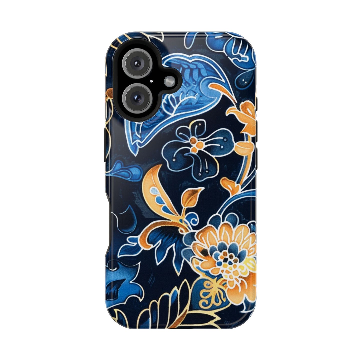 Floral Indigo Pattern Magnetic Impact Phone Case - DIGITAL X