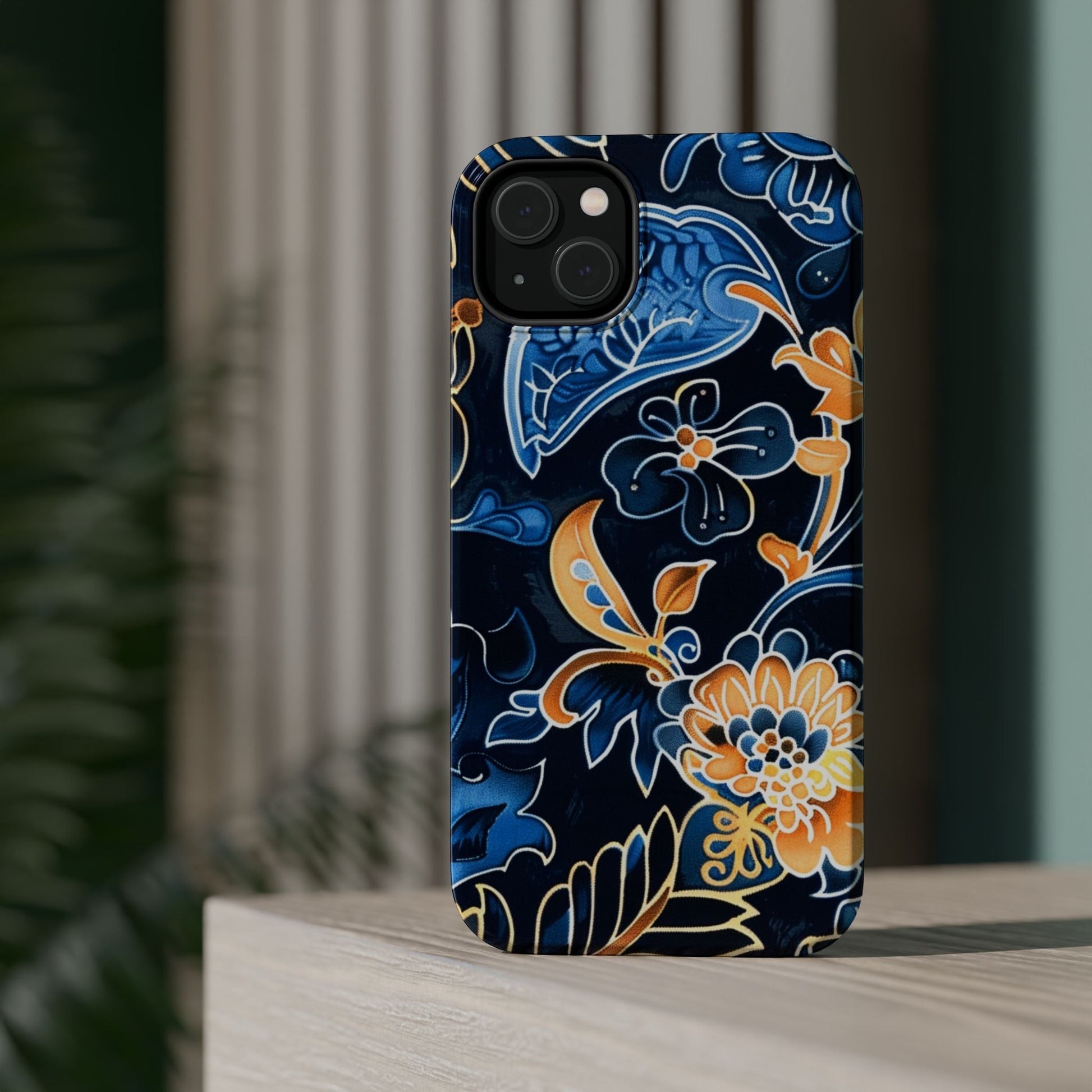 Floral Indigo Pattern Magnetic Impact Phone Case - DIGITAL X