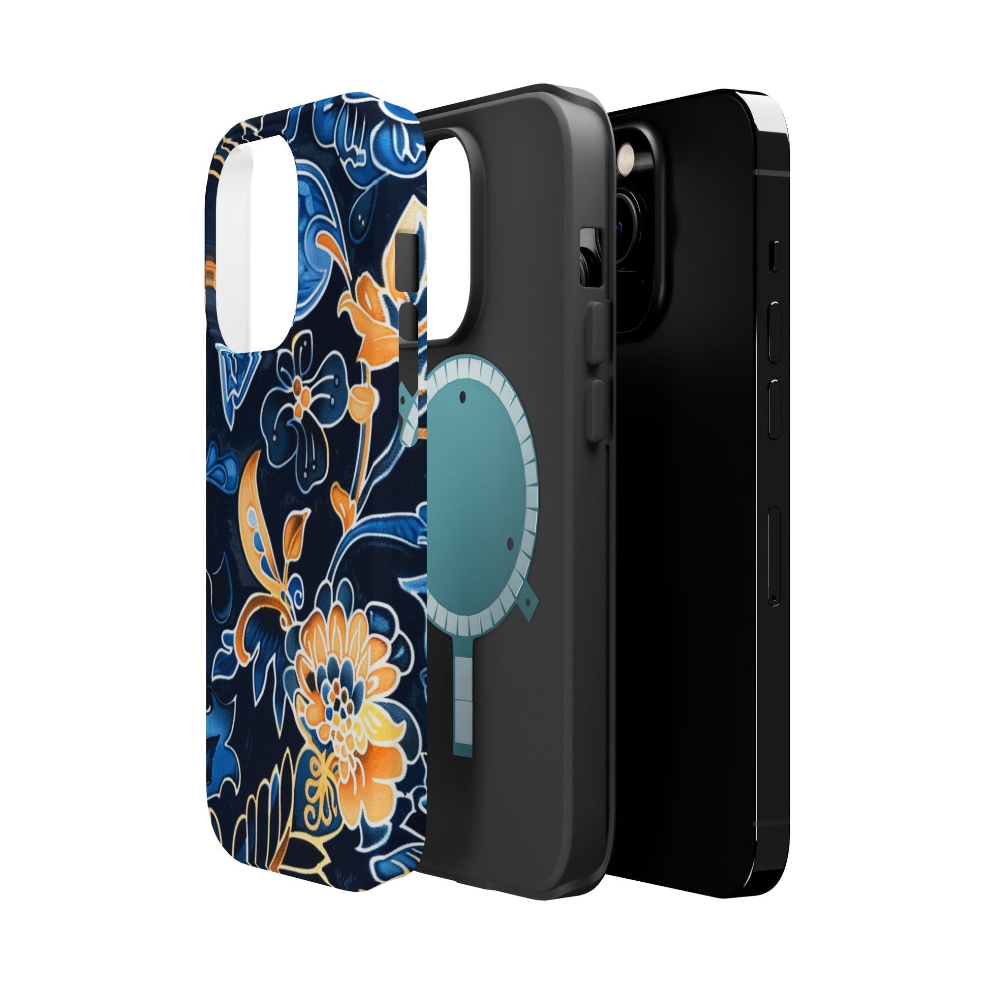 Floral Indigo Pattern Magnetic Impact Phone Case - DIGITAL X