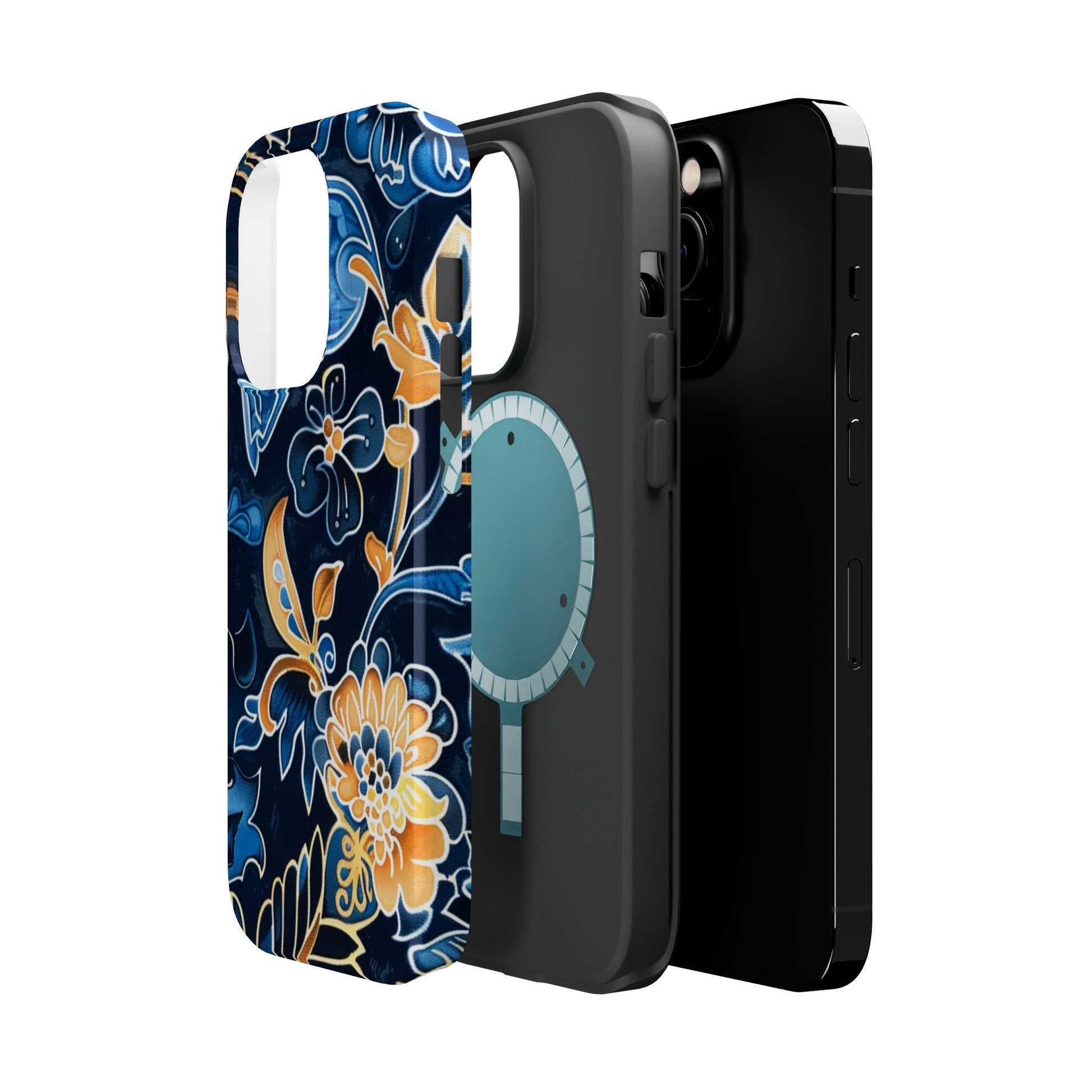 Floral Indigo Pattern Magnetic Impact Phone Case - DIGITAL X