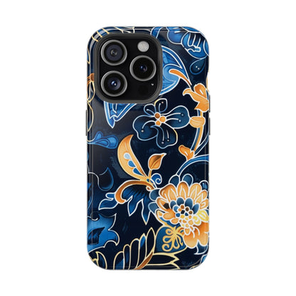 Floral Indigo Pattern Magnetic Impact Phone Case - DIGITAL X