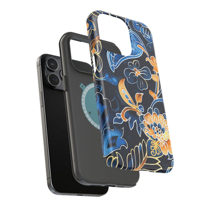 Floral Indigo Pattern Magnetic Impact Phone Case - DIGITAL X