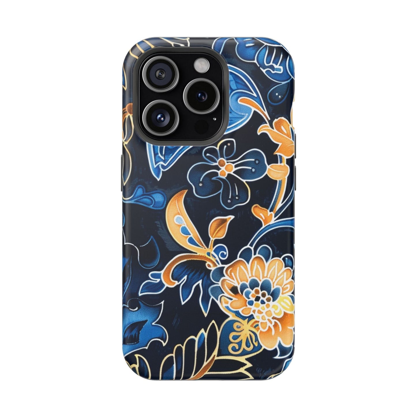 Floral Indigo Pattern Magnetic Impact Phone Case - DIGITAL X
