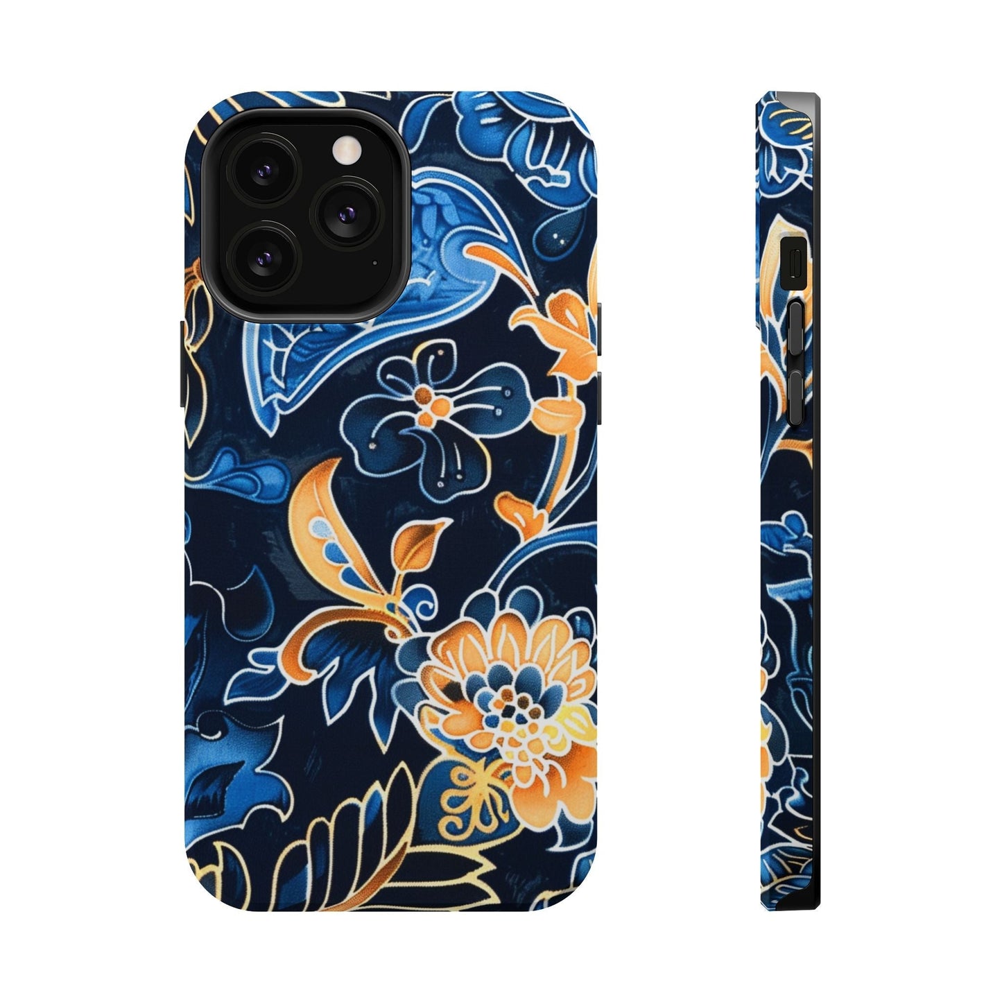 Floral Indigo Pattern Magnetic Impact Phone Case - DIGITAL X