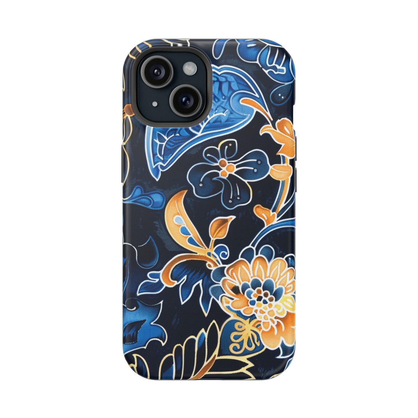 Floral Indigo Pattern Magnetic Impact Phone Case - DIGITAL X
