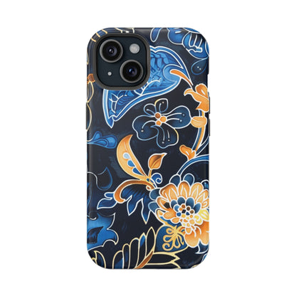 Floral Indigo Pattern Magnetic Impact Phone Case - DIGITAL X