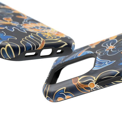 Floral Indigo Pattern Magnetic Impact Phone Case - DIGITAL X