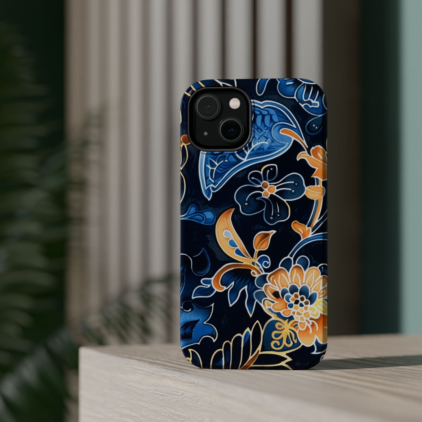 Floral Indigo Pattern Magnetic Impact Phone Case - DIGITAL X