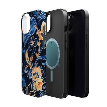 Floral Indigo Pattern Magnetic Impact Phone Case - DIGITAL X