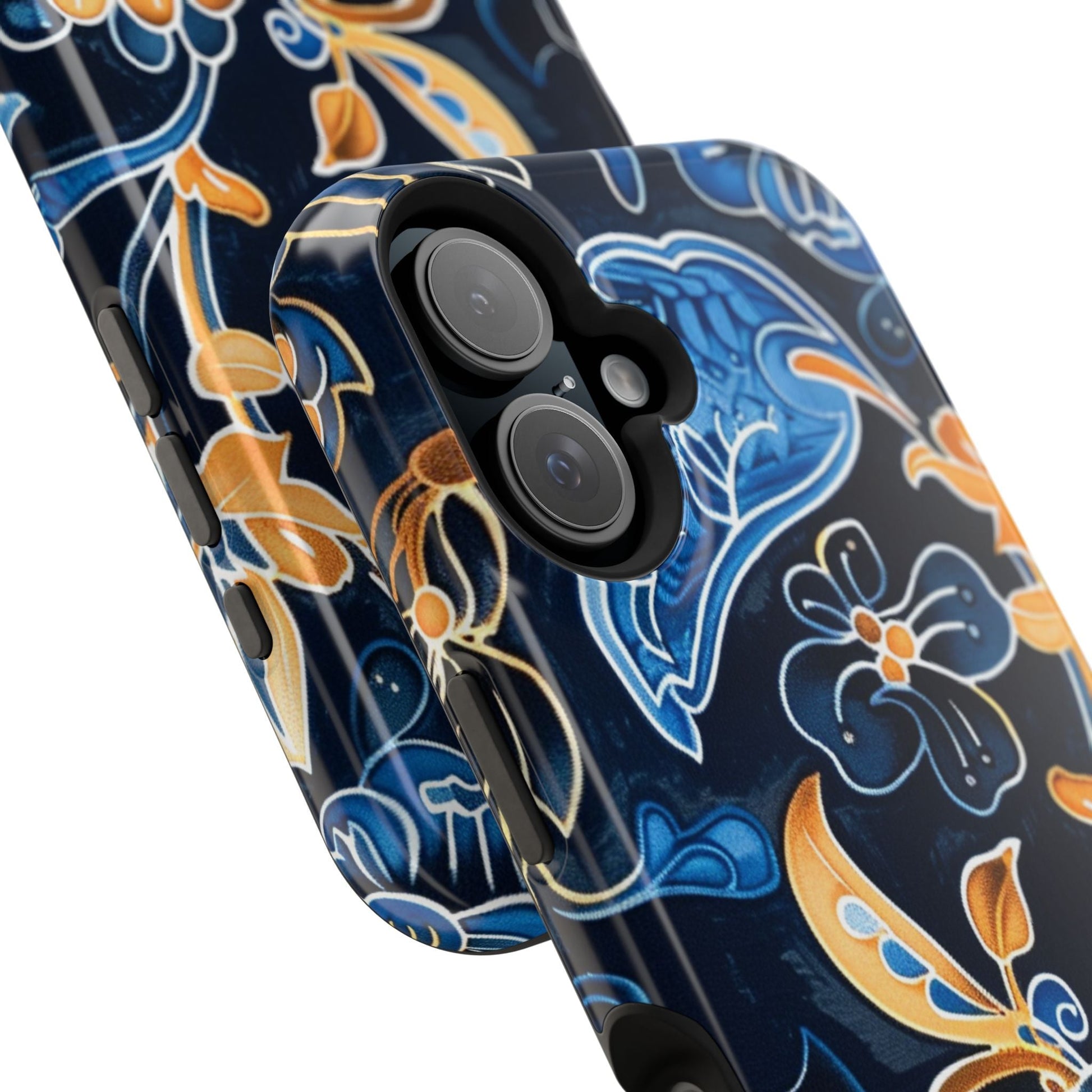 Floral Indigo Pattern Magnetic Impact Phone Case - DIGITAL X