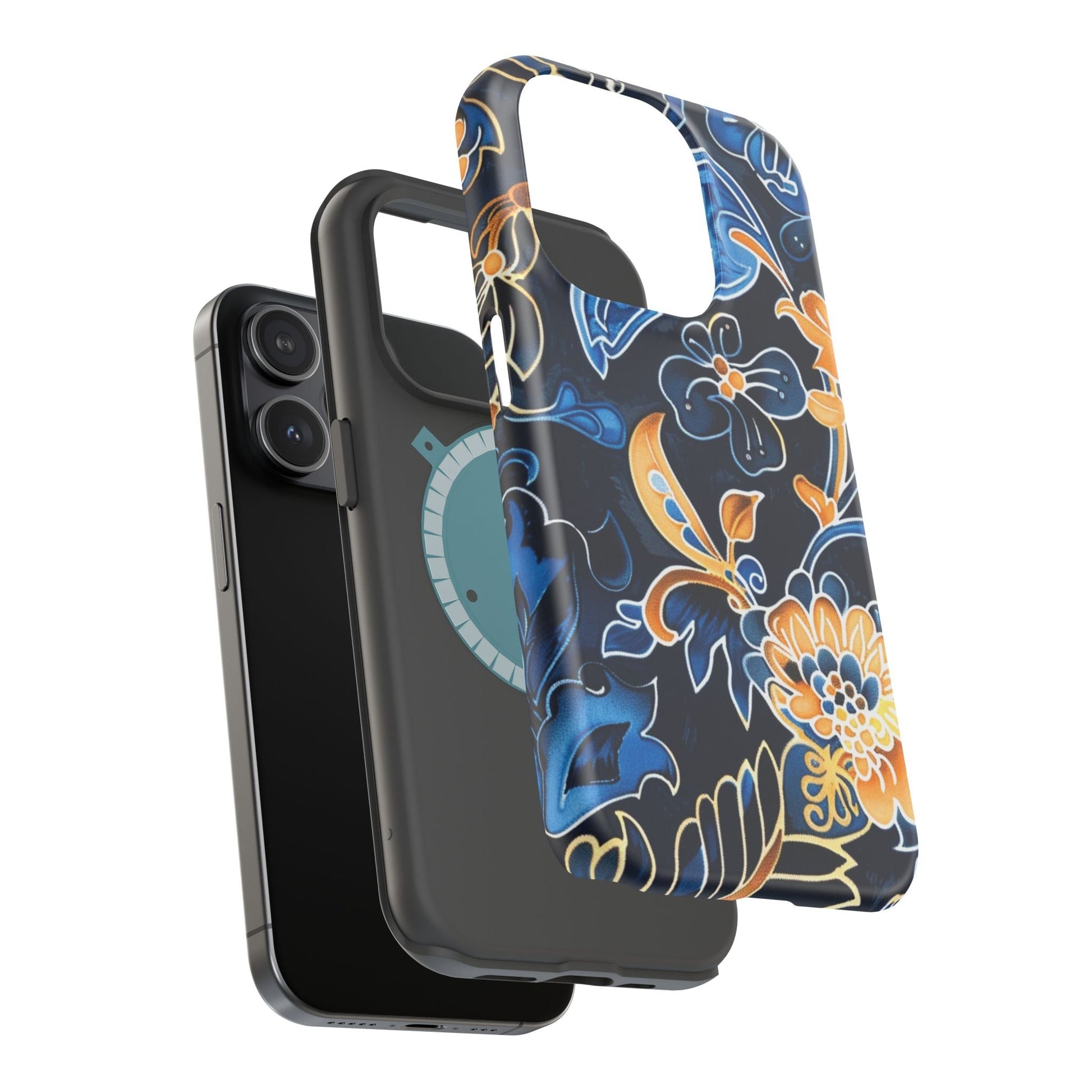 Floral Indigo Pattern Magnetic Impact Phone Case - DIGITAL X