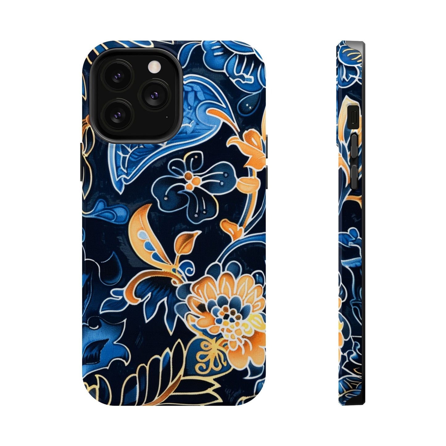 Floral Indigo Pattern Magnetic Impact Phone Case - DIGITAL X
