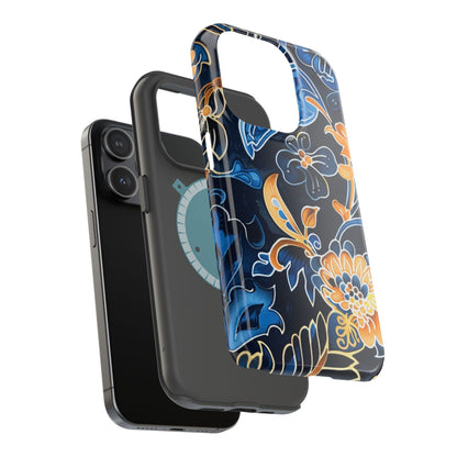 Floral Indigo Pattern Magnetic Impact Phone Case - DIGITAL X