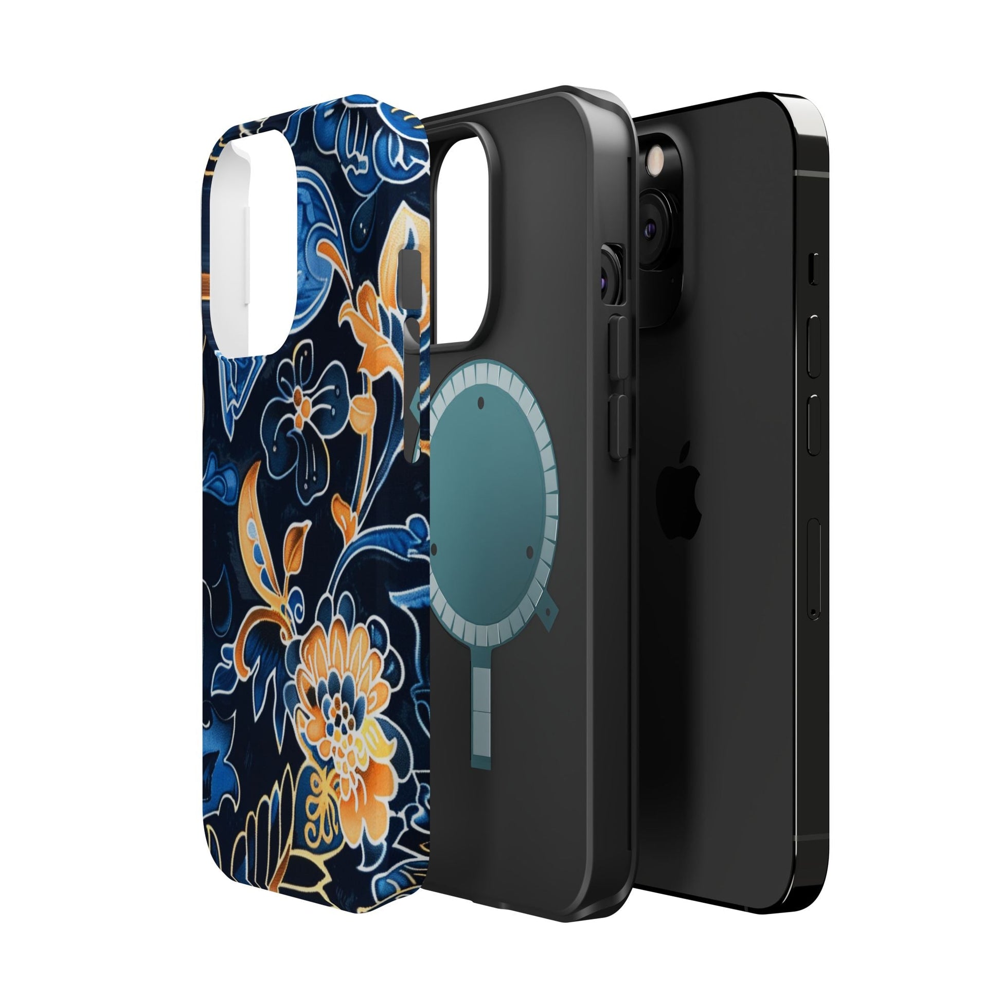 Floral Indigo Pattern Magnetic Impact Phone Case - DIGITAL X