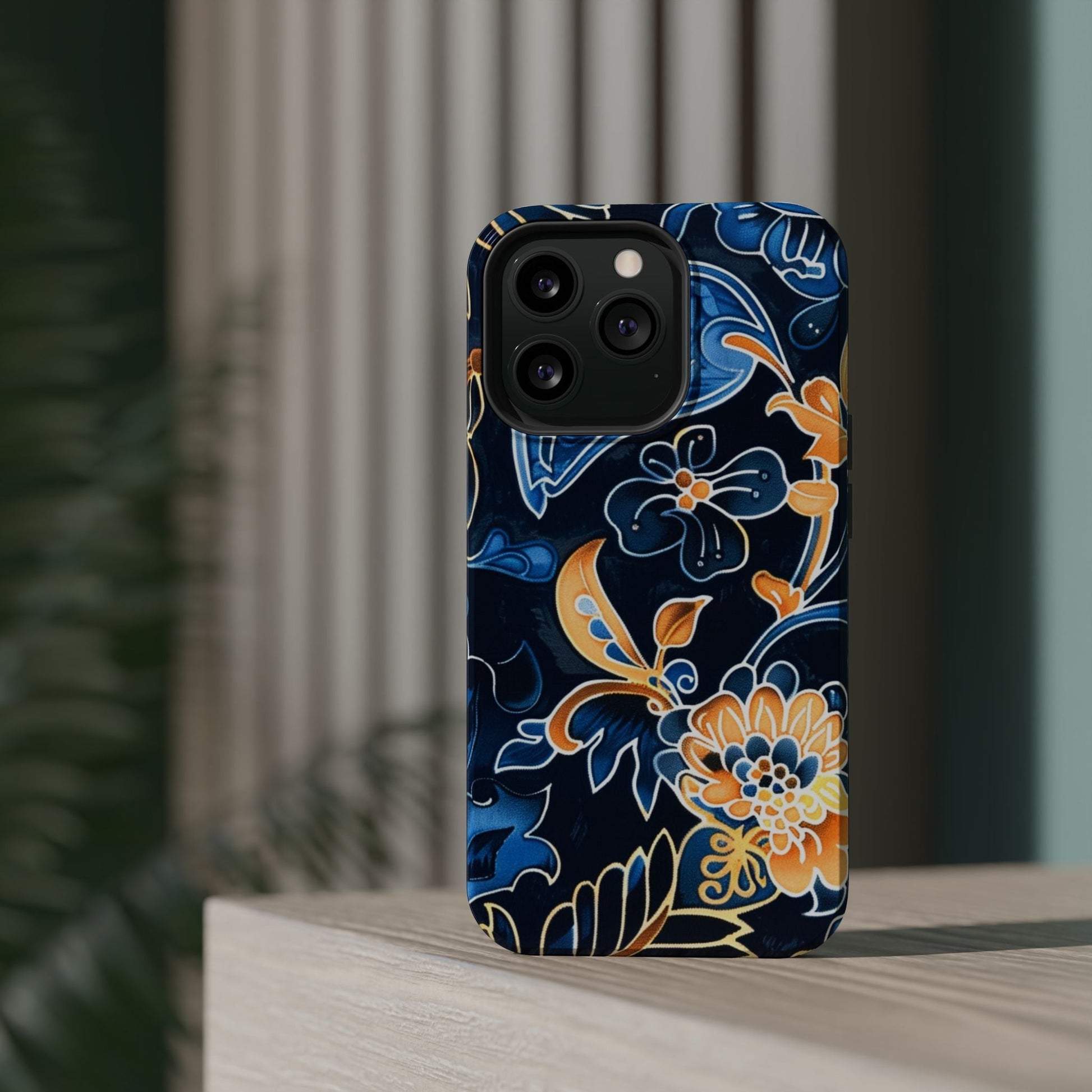 Floral Indigo Pattern Magnetic Impact Phone Case - DIGITAL X
