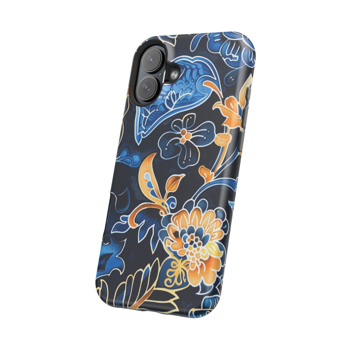Floral Indigo Pattern Magnetic Impact Phone Case - DIGITAL X
