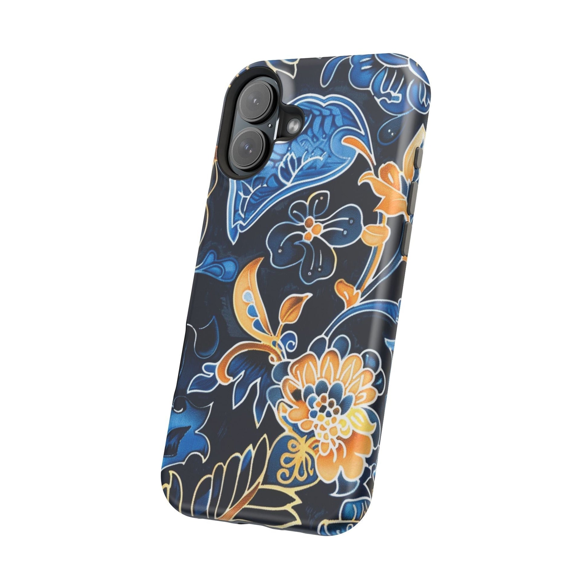 Floral Indigo Pattern Magnetic Impact Phone Case - DIGITAL X