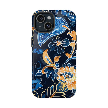 Floral Indigo Pattern Magnetic Impact Phone Case - DIGITAL X